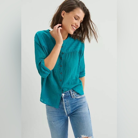 Pilcro and the Letterpress Tops - Anthropologie Pilcro The Mila Draped Down Down Long Sleeve Peasant Top Sz XS